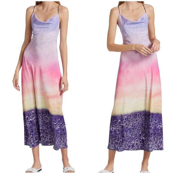 Le Superbe NWT Slip Into This Slip Dress Malibu Provence Sky Size S Lace Up Midi - Picture 2 of 10